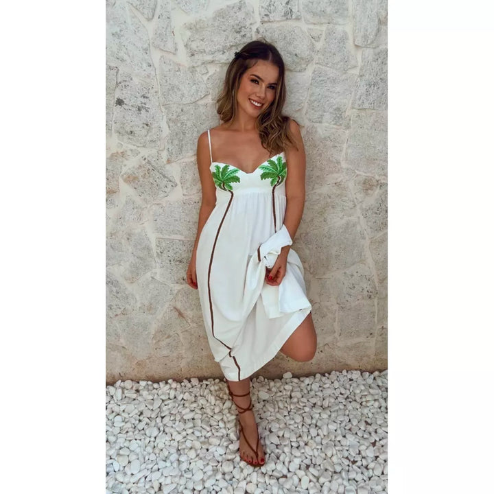 Elvie - Chic Printed Strappy Maxi Dress