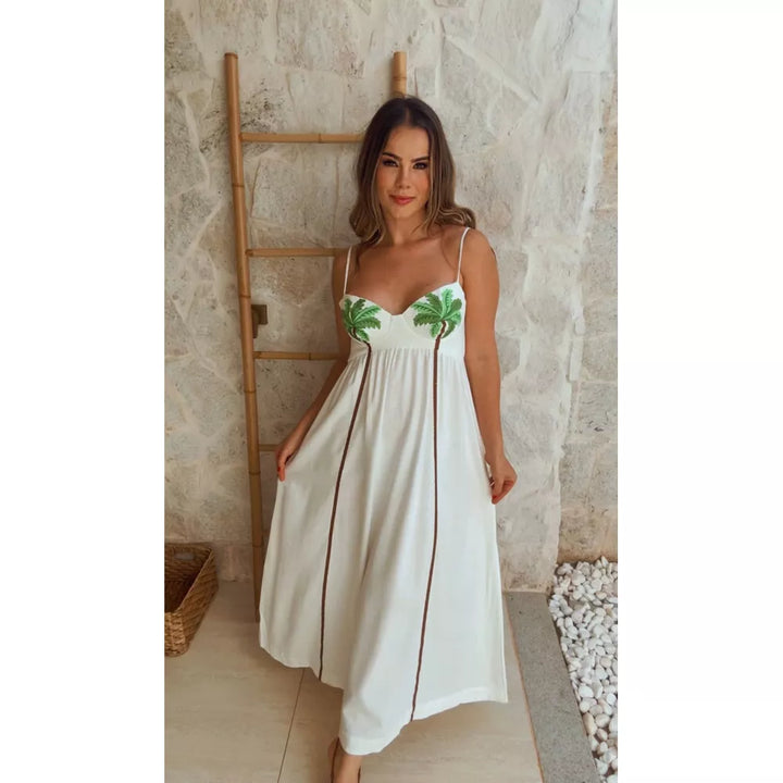 Elvie - Chic Printed Strappy Maxi Dress