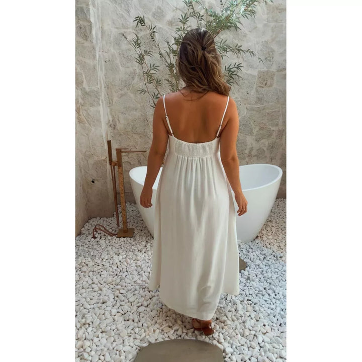 Elvie - Chic Printed Strappy Maxi Dress